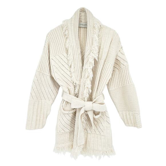 GOLDEN GOOSE Journey Knit Belted Cardigan in Papyrus M - Picture 1 of 14